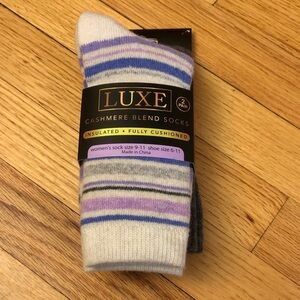 Luxe Cashmere Blend Socks - Purple, Gray, and White